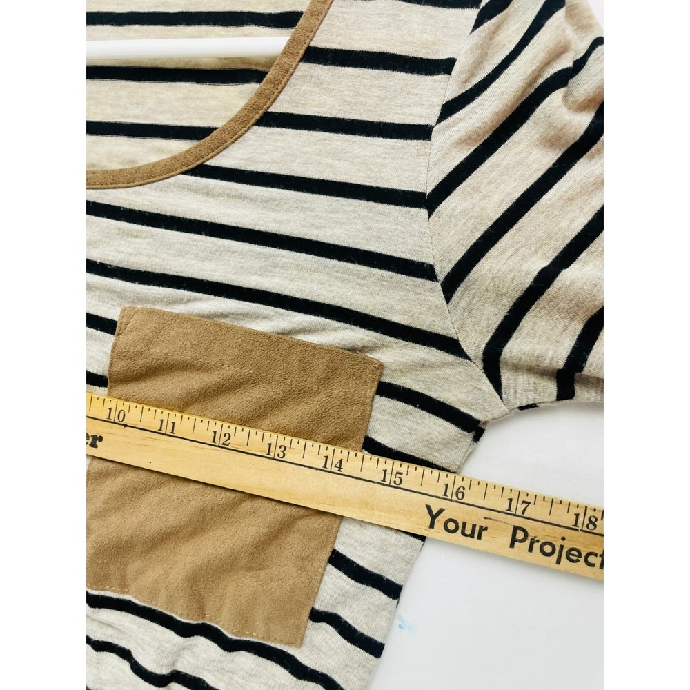 My Beloved Dress Tee Women's Size Small Black Tan Striped Faux Suede Above Knee - Picture 6 of 10